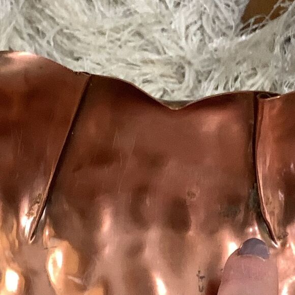 Vintage Gregorian USA Hammered Copper Centerpiece Bowl With 4 Candle Holders - Picture 12 of 16